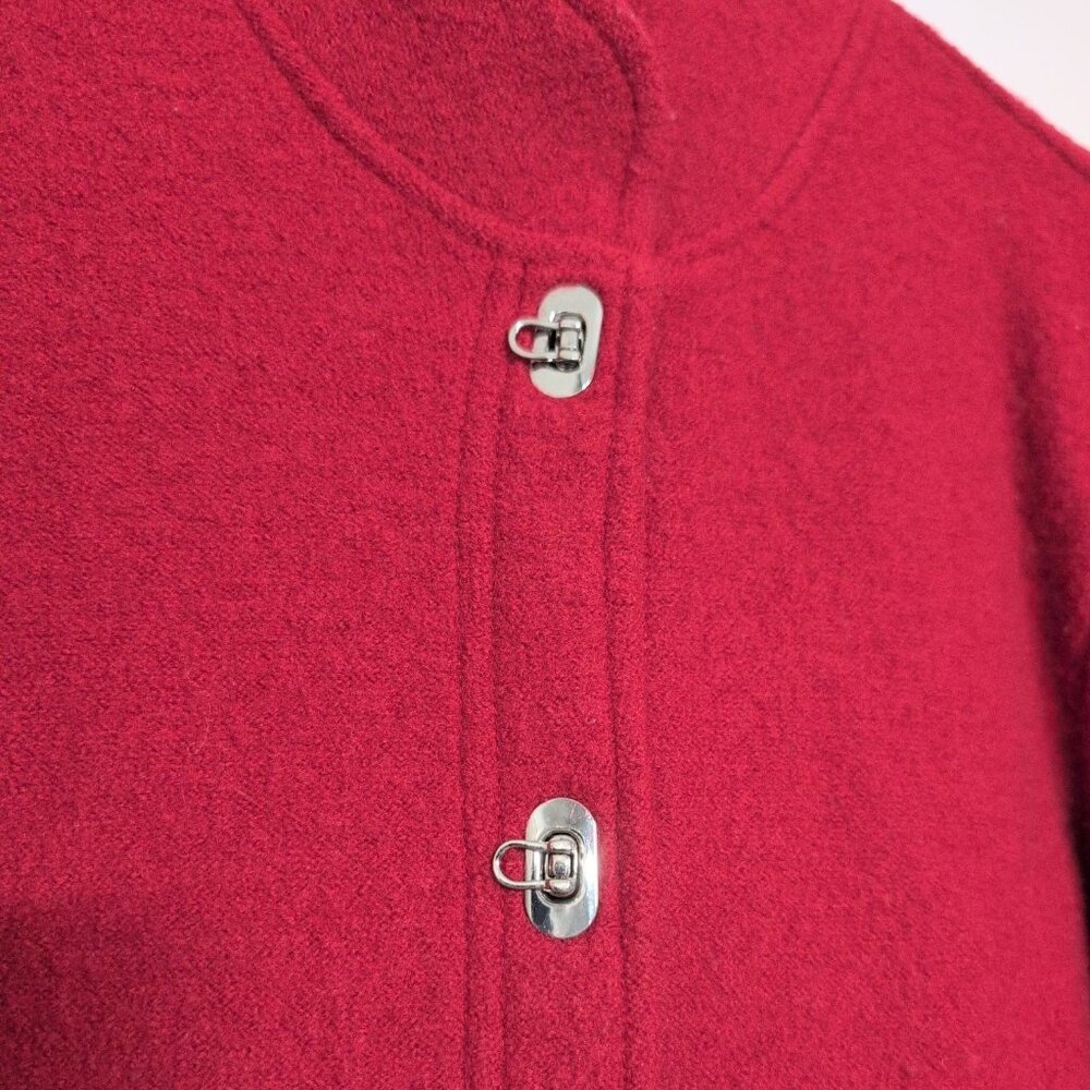 Talbots Boiled Wool Toggle Sweater Jacket Womens Size Medium Red Cardigan - Picture 3 of 7